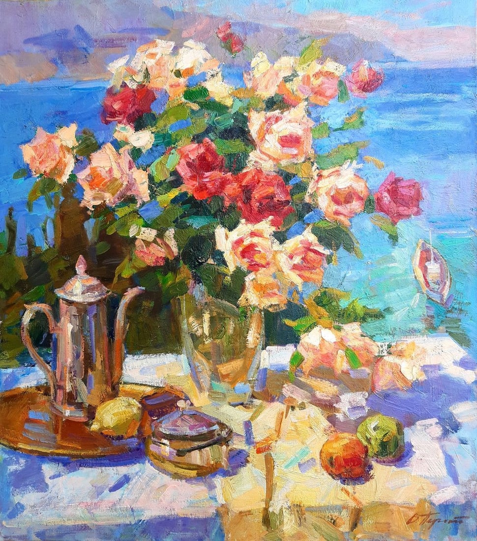 Oli painting Roses by the sea Tepeta Miacheslav: Title: Oli painting Roses by the sea Tepeta Miacheslav Description: No. Tep 94 *** ABOUT THIS PAINTING *** * TITLE: "Roses by the sea" * ARTISTS: Tepeta Miacheslav * SIZE: 90?80 cm/35.43x31.49 inches'