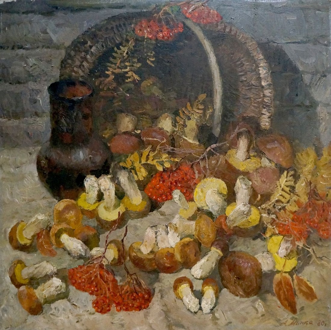 Oil painting Mushroom still life Mynka Alexander Fedorovich: Title: Oil painting Mushroom still life Mynka Alexander Fedorovich Description: No. Vern 1364 *** ABOUT THIS PAINTING *** * TITLE: "Mushroom still life" * ARTISTS: Mynka Alexander Fedorovich * SIZE: