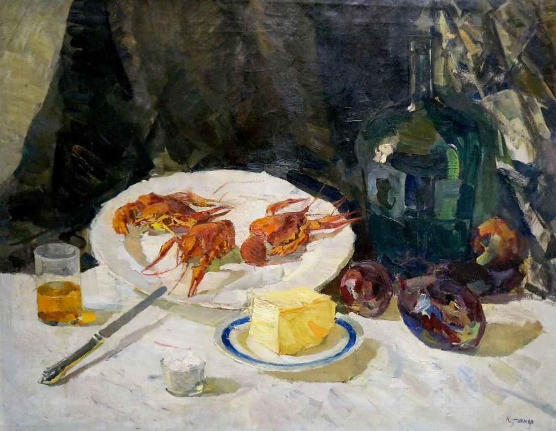 Oil painting Crayfish with beer Kerzhner Alexander Haskelevich: Title: Oil painting Crayfish with beer Kerzhner Alexander Haskelevich Description: No. Vern 1371 *** ABOUT THIS PAINTING *** * TITLE: "Crayfish with beer" * ARTISTS: Kerzhner Alexander Haskelevich * S