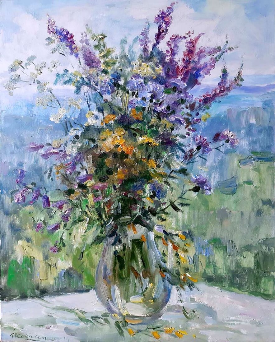Oil painting Lilacs in a vase Kovalenko Ivan Mikhailovich: Title: Oil painting Lilacs in a vase Kovalenko Ivan Mikhailovich Description: No. Koval 140 *** ABOUT THIS PAINTING *** * TITLE: "Lilacs in a vase" * ARTISTS: Kovalenko Ivan Mikhailovich * SIZE: 50x40