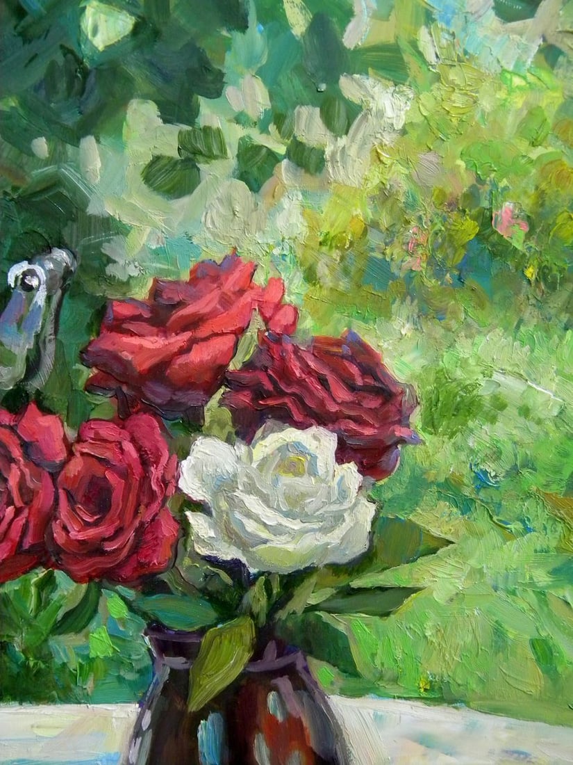 Oil painting Still life with a samovar and roses Anatoly Kymnatny - 10