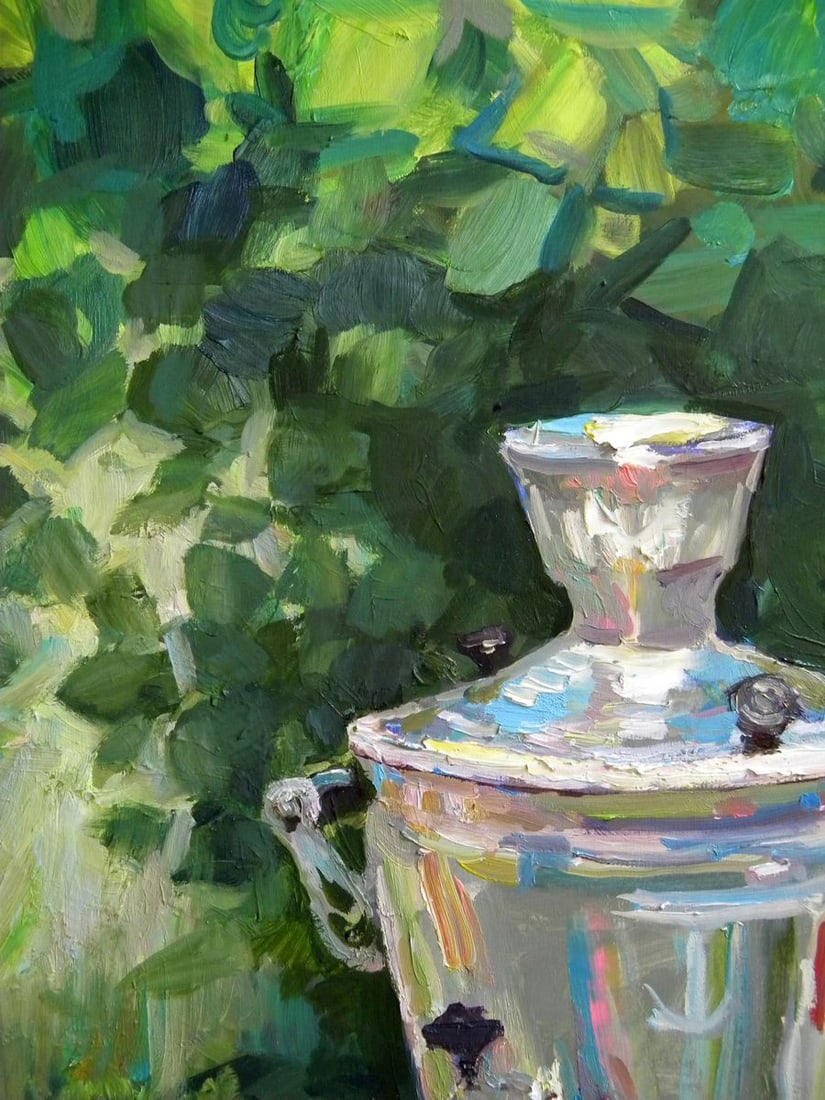 Oil painting Still life with a samovar and roses Anatoly Kymnatny - 3