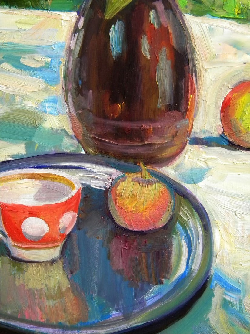 Oil painting Still life with a samovar and roses Anatoly Kymnatny - 6