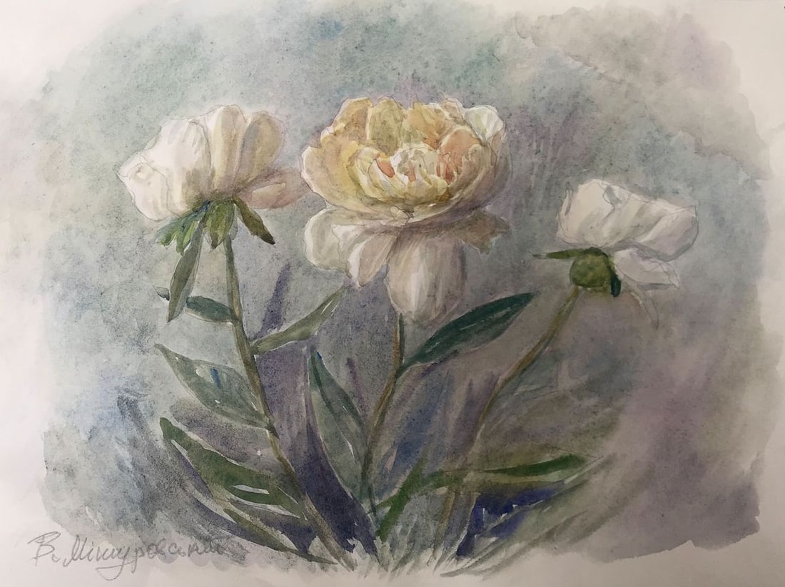 Watercolor painting Flowers bloom Wihyrovskii Victor (1 of 11)
