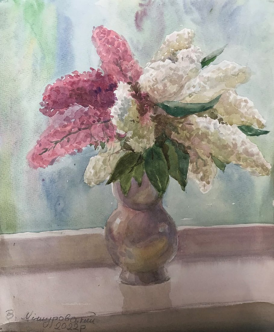 Watercolor painting Bouquet of flowers Wihyrovskii Victor (1 of 11)