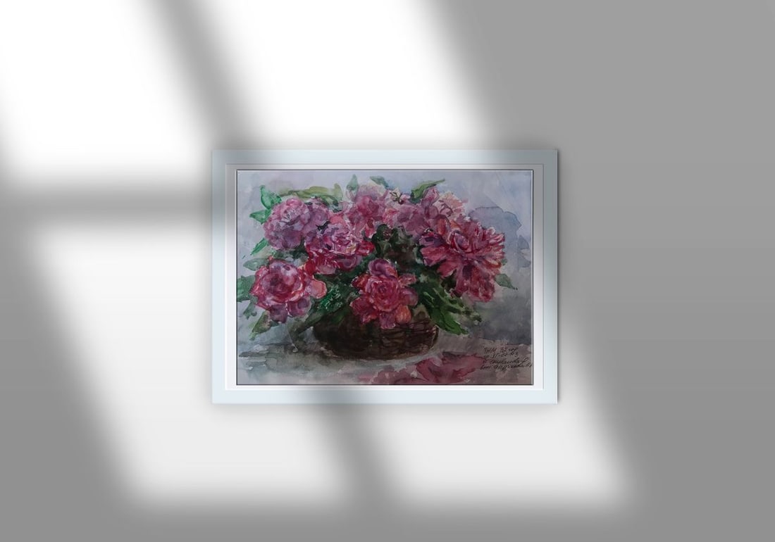 Watercolor painting Bouquet of flowers Unknown artist - 3