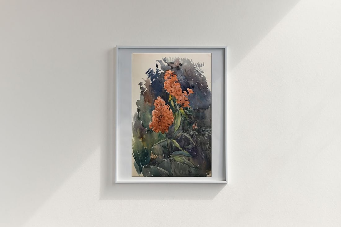 Watercolor painting Flowers in the garden Wihyrovskii Victor - 3