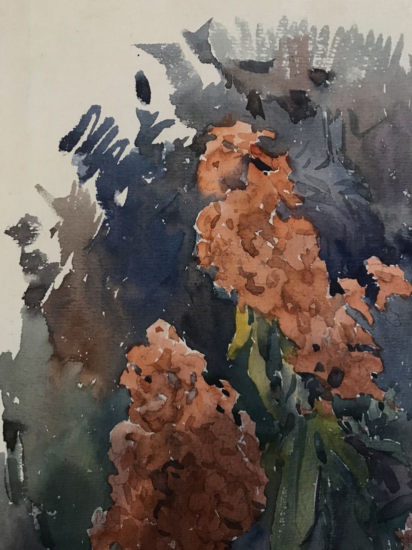 Watercolor painting Flowers in the garden Wihyrovskii Victor - 4