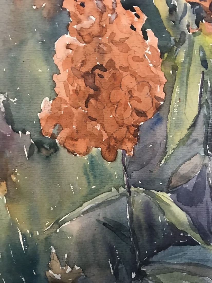 Watercolor painting Flowers in the garden Wihyrovskii Victor - 8