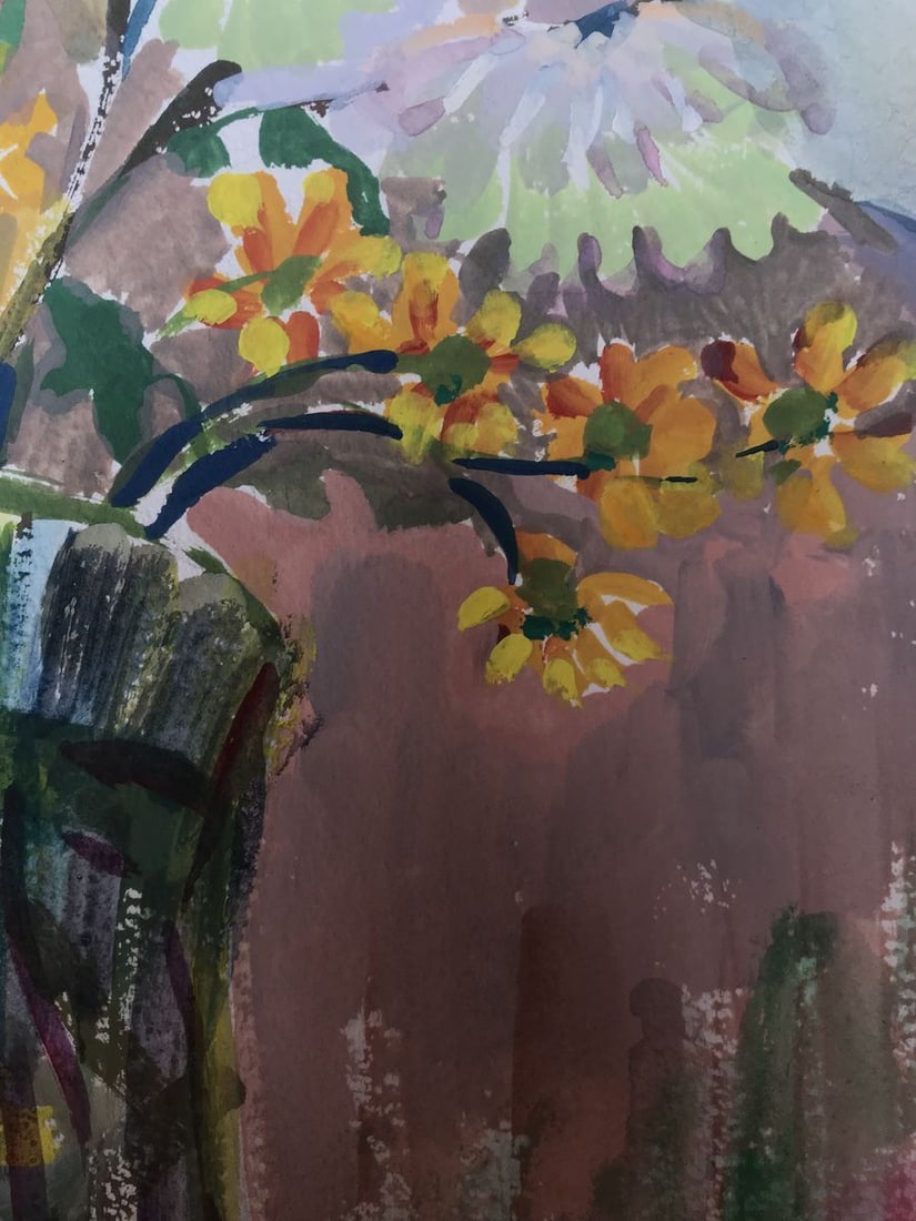 Tempera painting Bouquet of daisies Unknown artist - 10