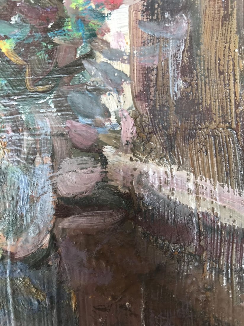 Oil painting Roses on the windowsill Unknown artist - 9