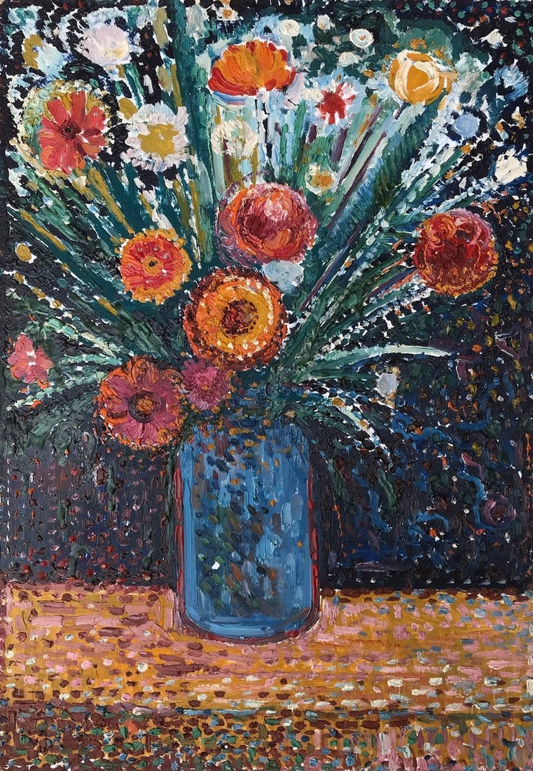 Abstract oil painting Beautiful bouquet of flowers Unknown artist: Title: Abstract oil painting Beautiful bouquet of flowers Unknown artist Description: No. AAA2188 Looking for a beautiful and unique addition to your home décor This oil painting, entitled "Beautiful