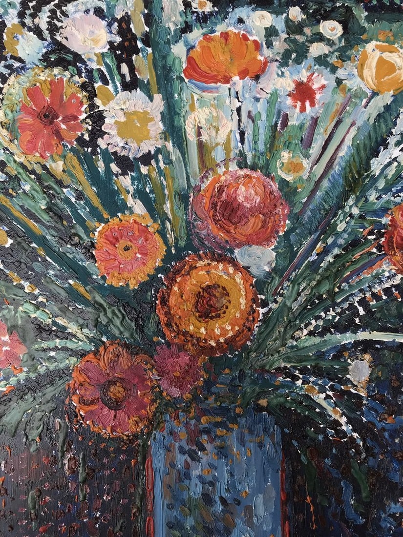 Abstract oil painting Beautiful bouquet of flowers Unknown artist - 4