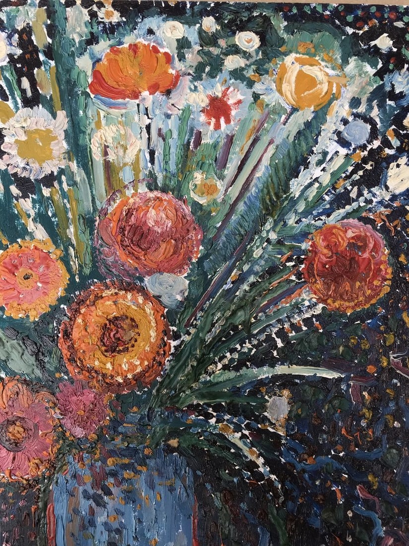 Abstract oil painting Beautiful bouquet of flowers Unknown artist - 5