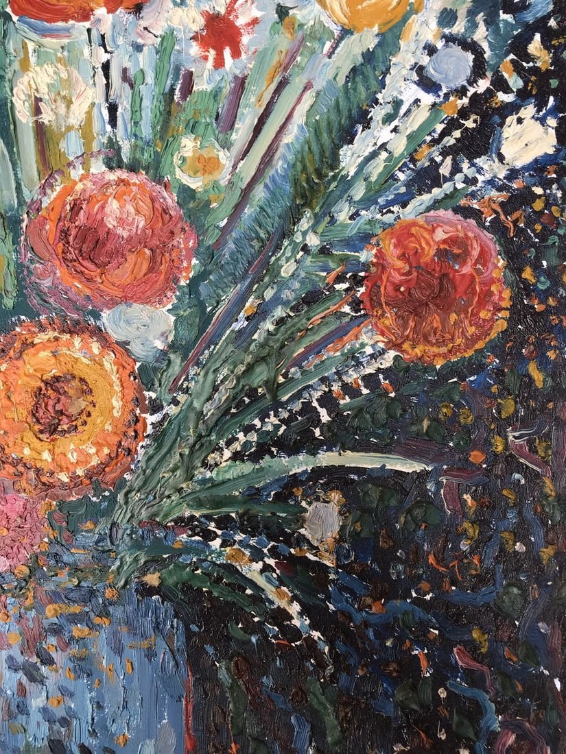 Abstract oil painting Beautiful bouquet of flowers Unknown artist - 6