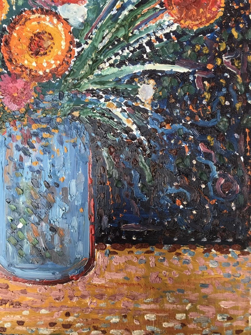 Abstract oil painting Beautiful bouquet of flowers Unknown artist - 8