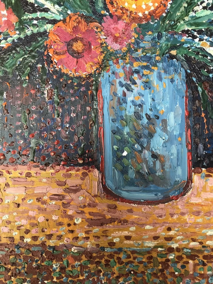 Abstract oil painting Beautiful bouquet of flowers Unknown artist - 9