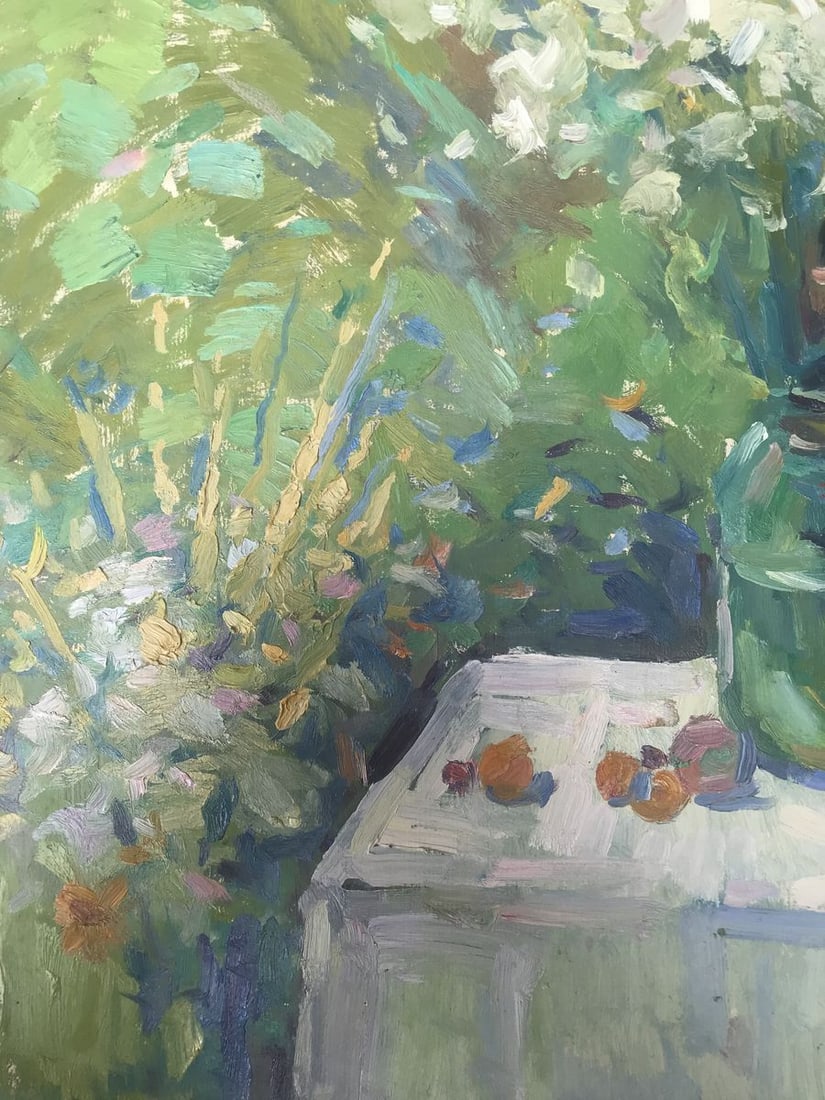 Oil painting Flowers and fruits on the table Peter Tovpev - 10