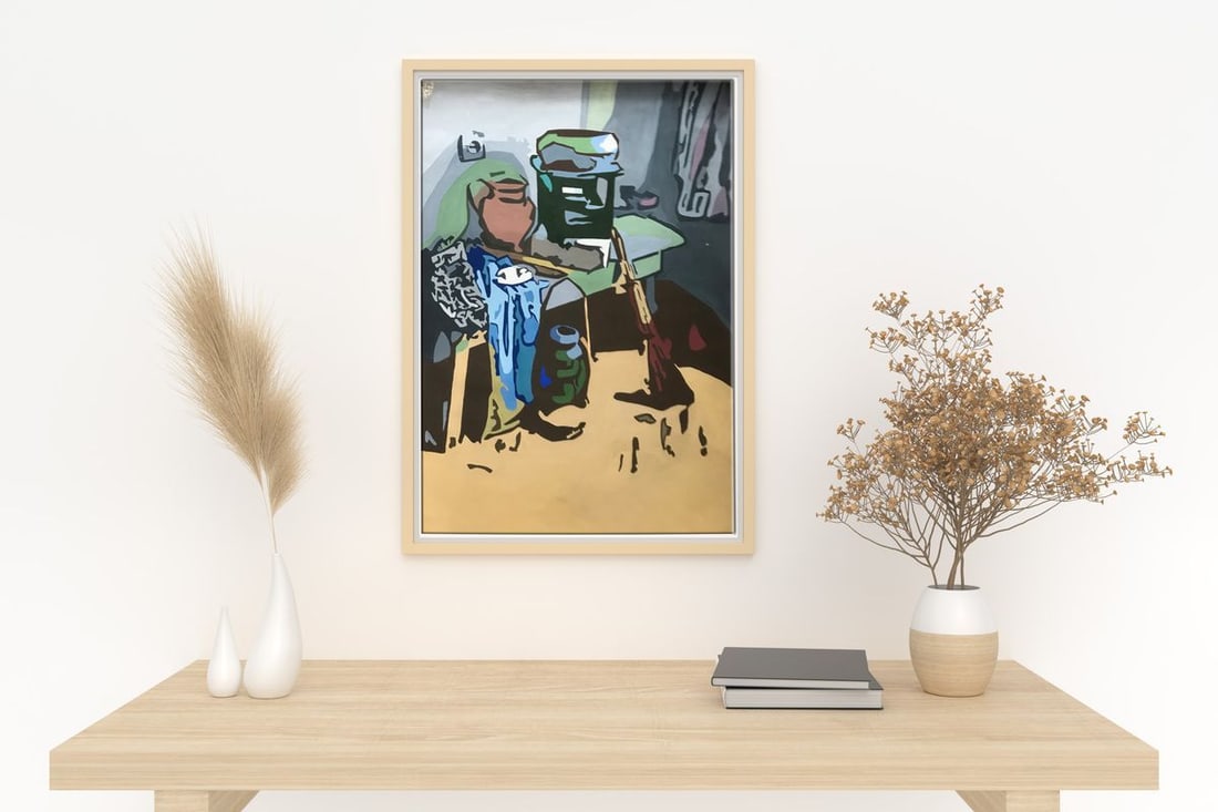 Acrylic painting Cleaning the room Unknown artist - 3