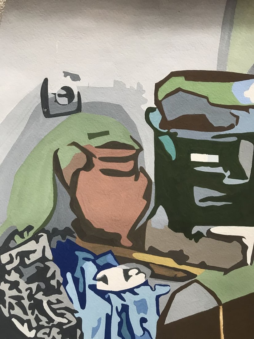 Acrylic painting Cleaning the room Unknown artist - 4