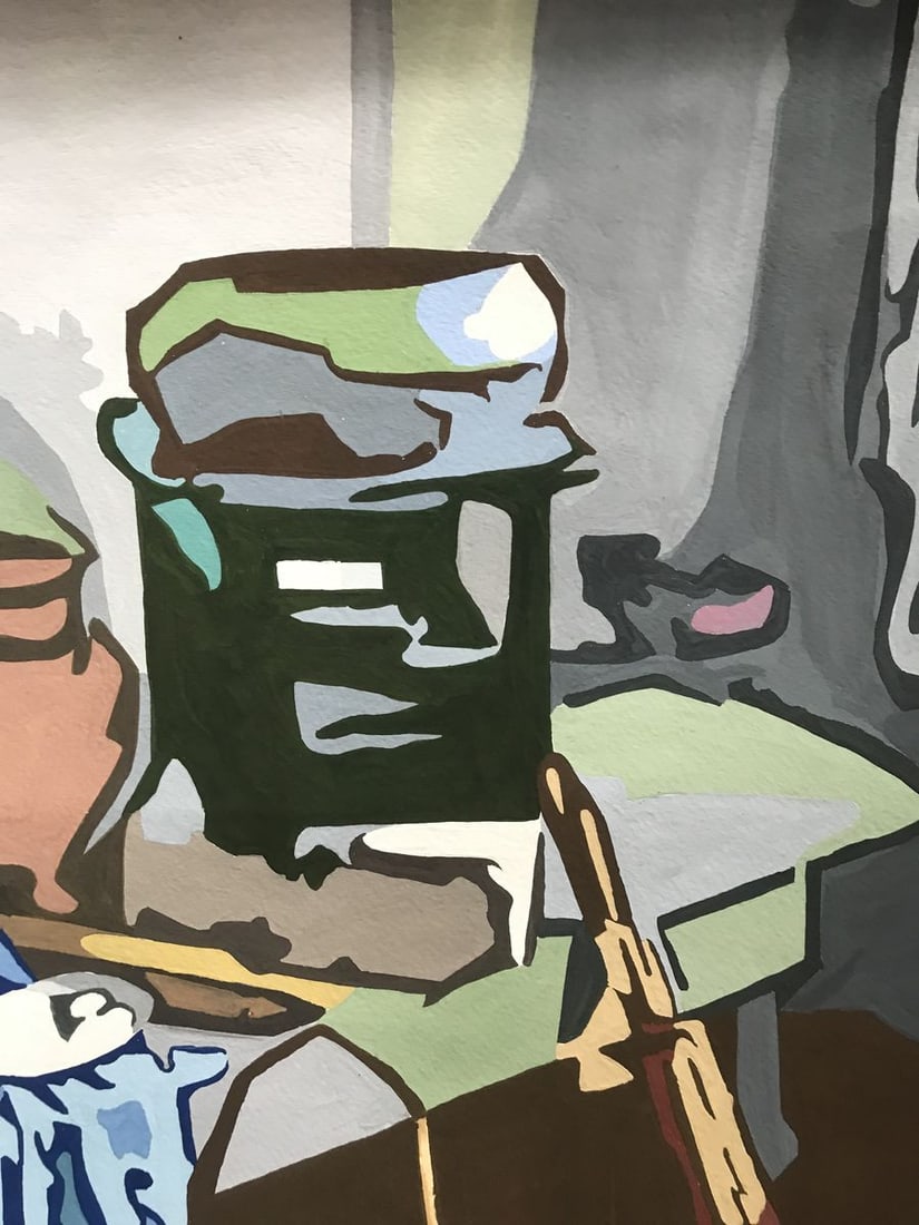 Acrylic painting Cleaning the room Unknown artist - 5