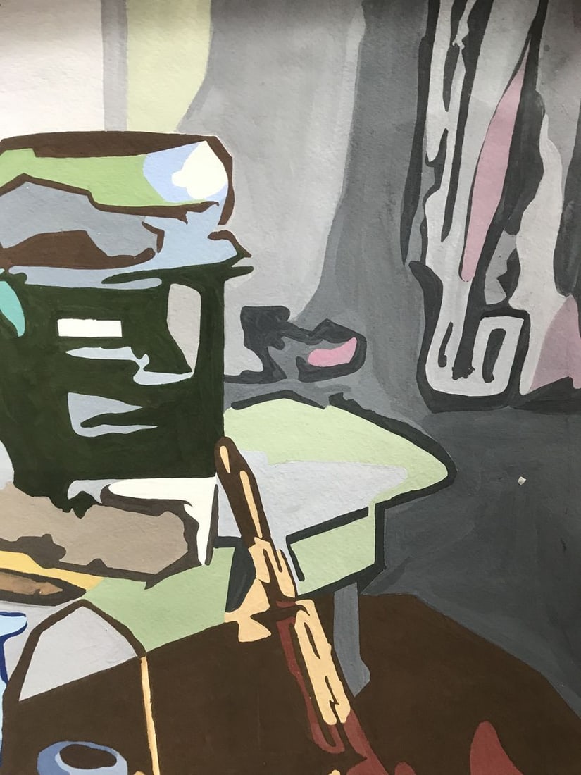 Acrylic painting Cleaning the room Unknown artist - 6