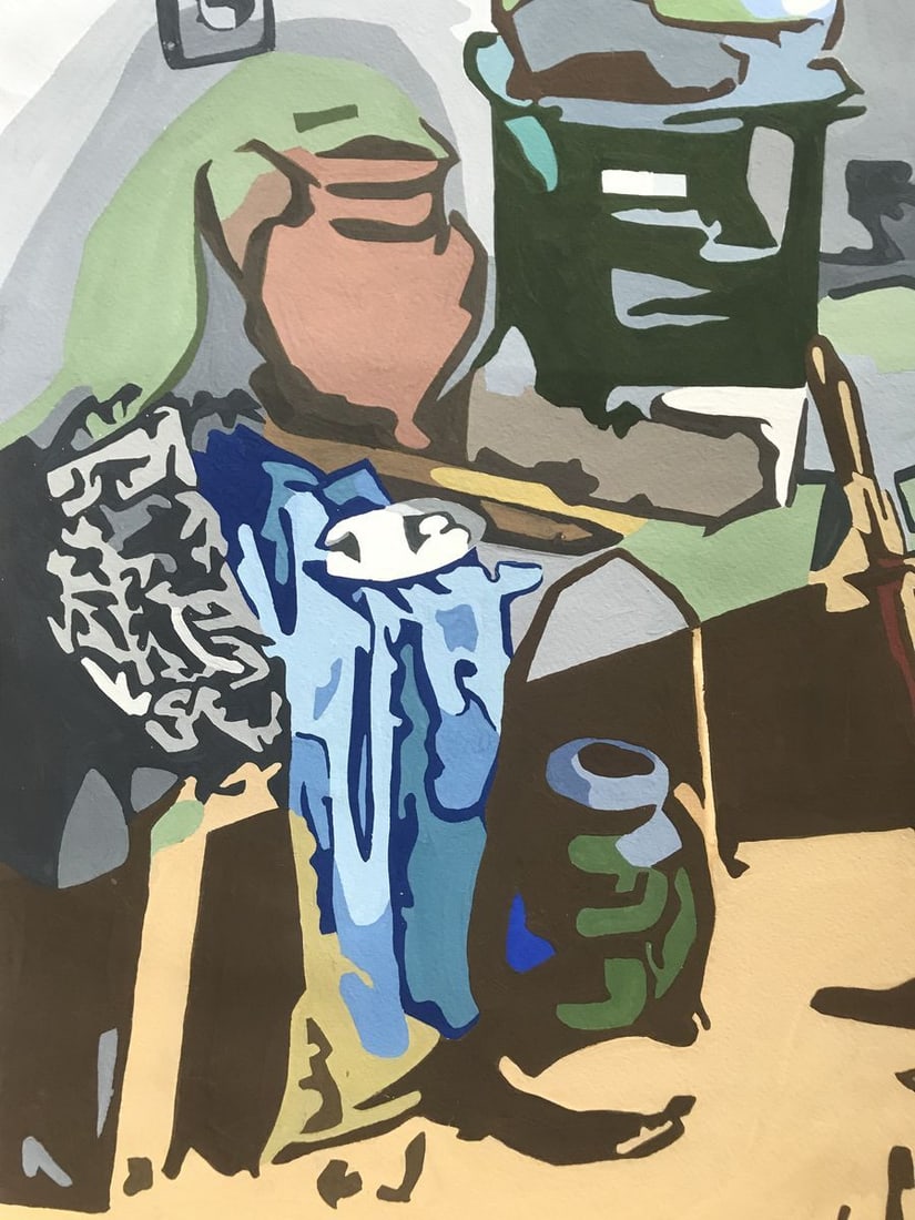 Acrylic painting Cleaning the room Unknown artist - 7