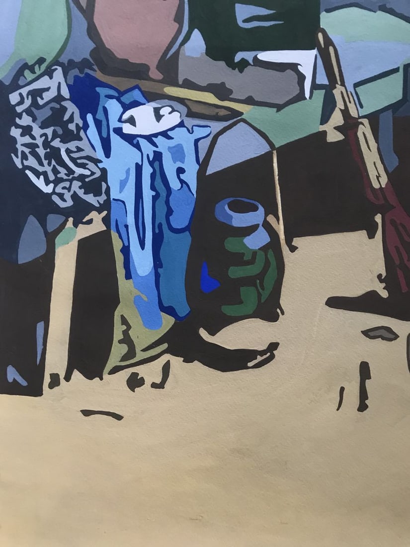 Acrylic painting Cleaning the room Unknown artist - 9