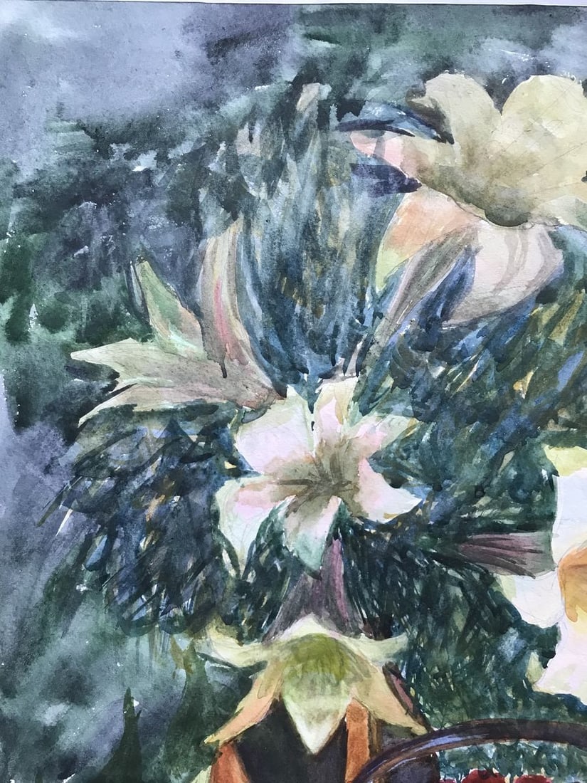 Watercolor painting Flowers and fruits Unknown artist - 5