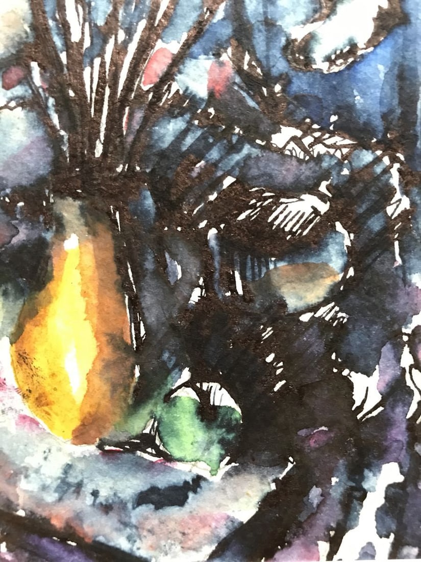 Watercolor painting Flowers on the table Unknown artist - 11