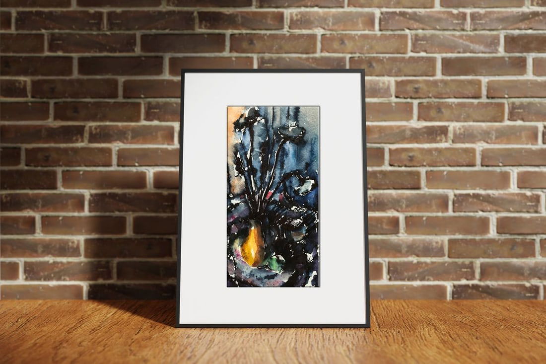 Watercolor painting Flowers on the table Unknown artist - 2