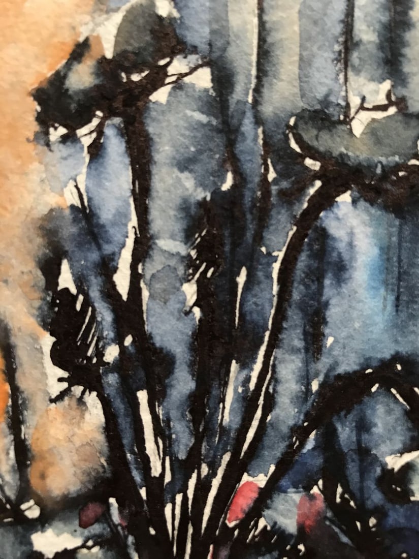 Watercolor painting Flowers on the table Unknown artist - 5