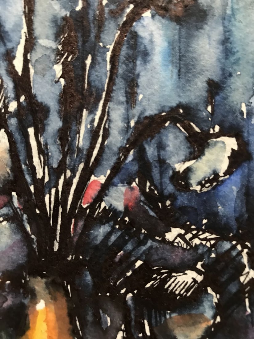 Watercolor painting Flowers on the table Unknown artist - 8