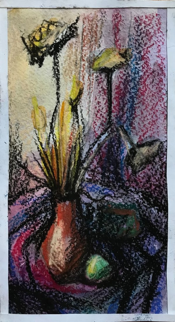 Tempera painting Gift flowers Unknown artist (1 of 12)