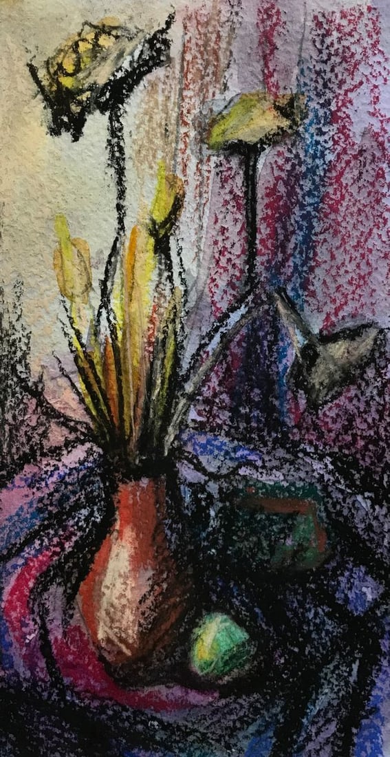 Tempera painting Gift flowers Unknown artist - 4