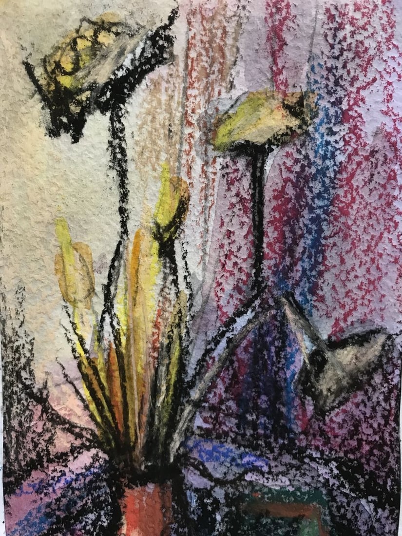 Tempera painting Gift flowers Unknown artist - 5