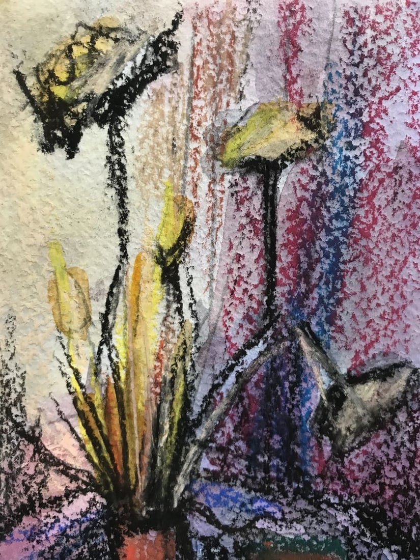 Tempera painting Gift flowers Unknown artist - 6