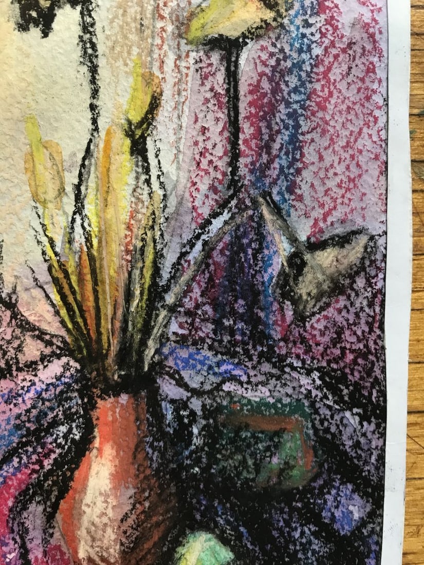 Tempera painting Gift flowers Unknown artist - 7