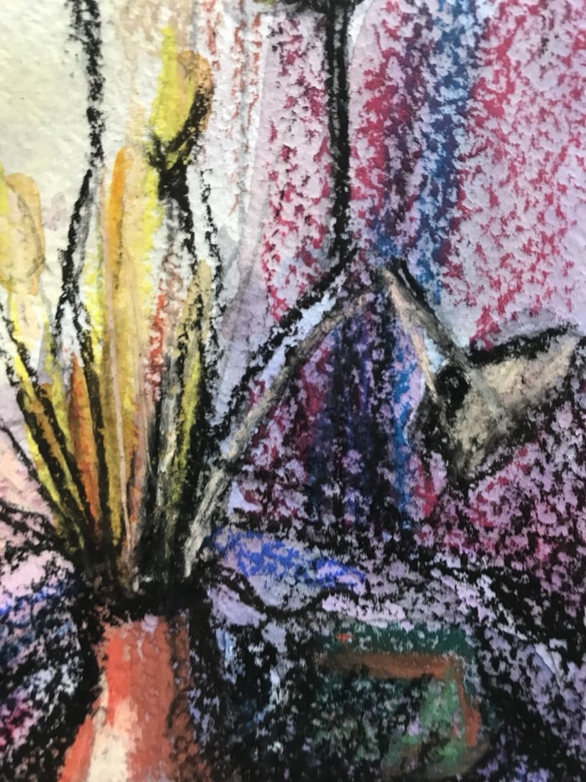 Tempera painting Gift flowers Unknown artist - 8