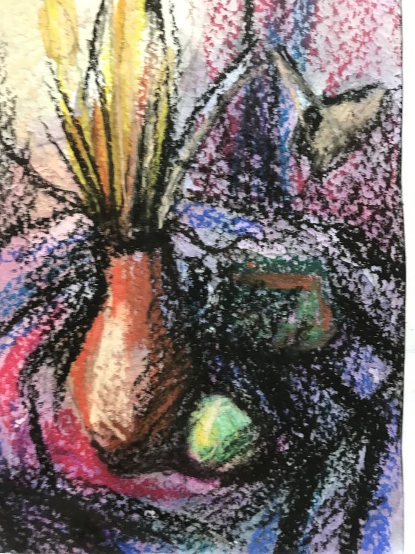 Tempera painting Gift flowers Unknown artist - 9