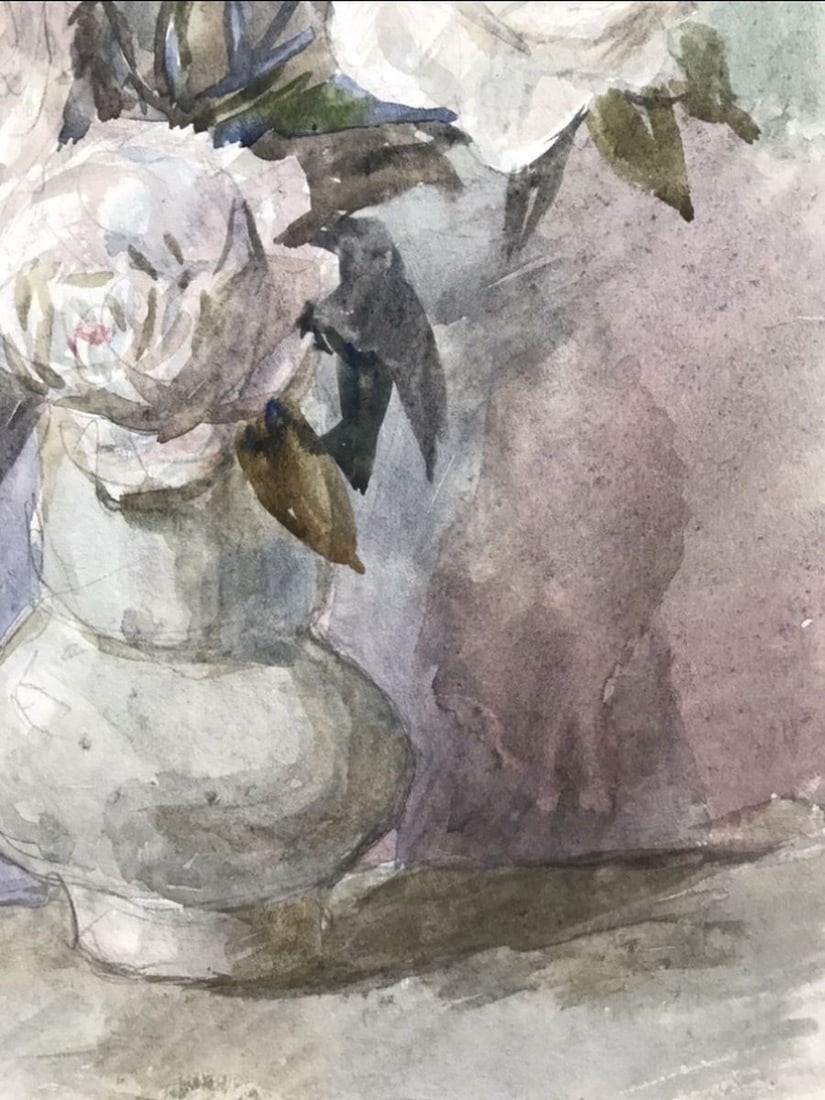 Watercolor painting White roses Wihyrovskii Victor - 10