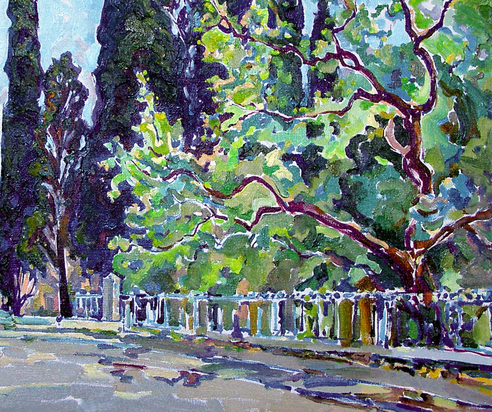 Oil painting Landscape with cypress trees Leonid Pavlenko - 5