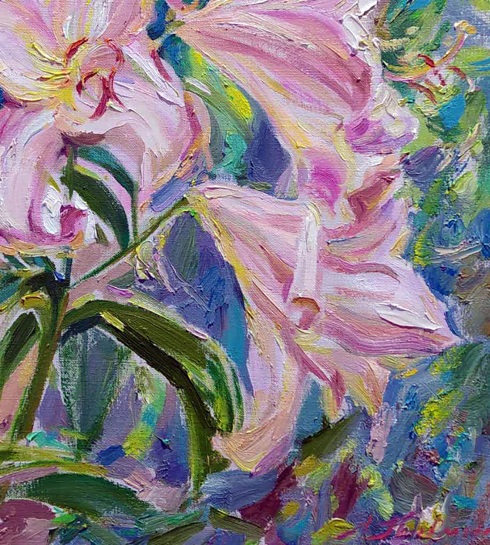 Oil painting Pink lilies Leonid Pavlenko - 5