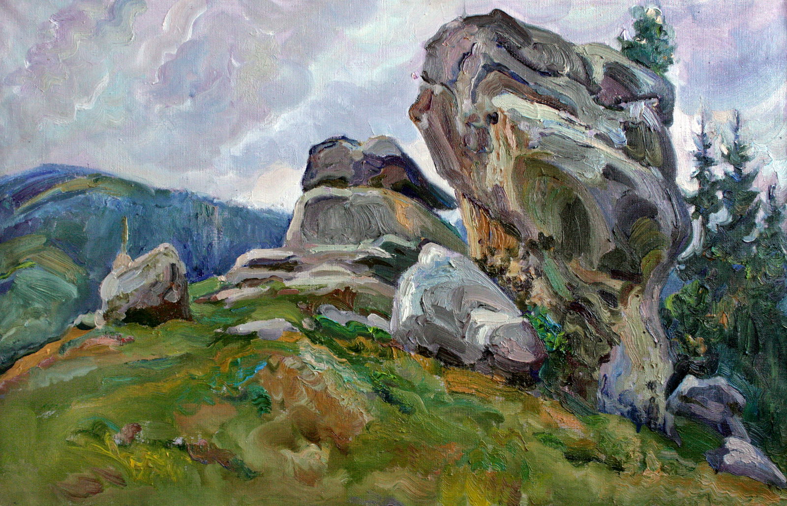 Oil painting Rocks Leonid Pavlenko: Title: Oil painting Rocks Leonid Pavlenko Description: 75PAVL Painter: Leonid Pavlenko Size: 50x80 cm/19.68x31.49 inches Components: oil, canvas Original painting CONDITION: excellent ARTIST: Born on