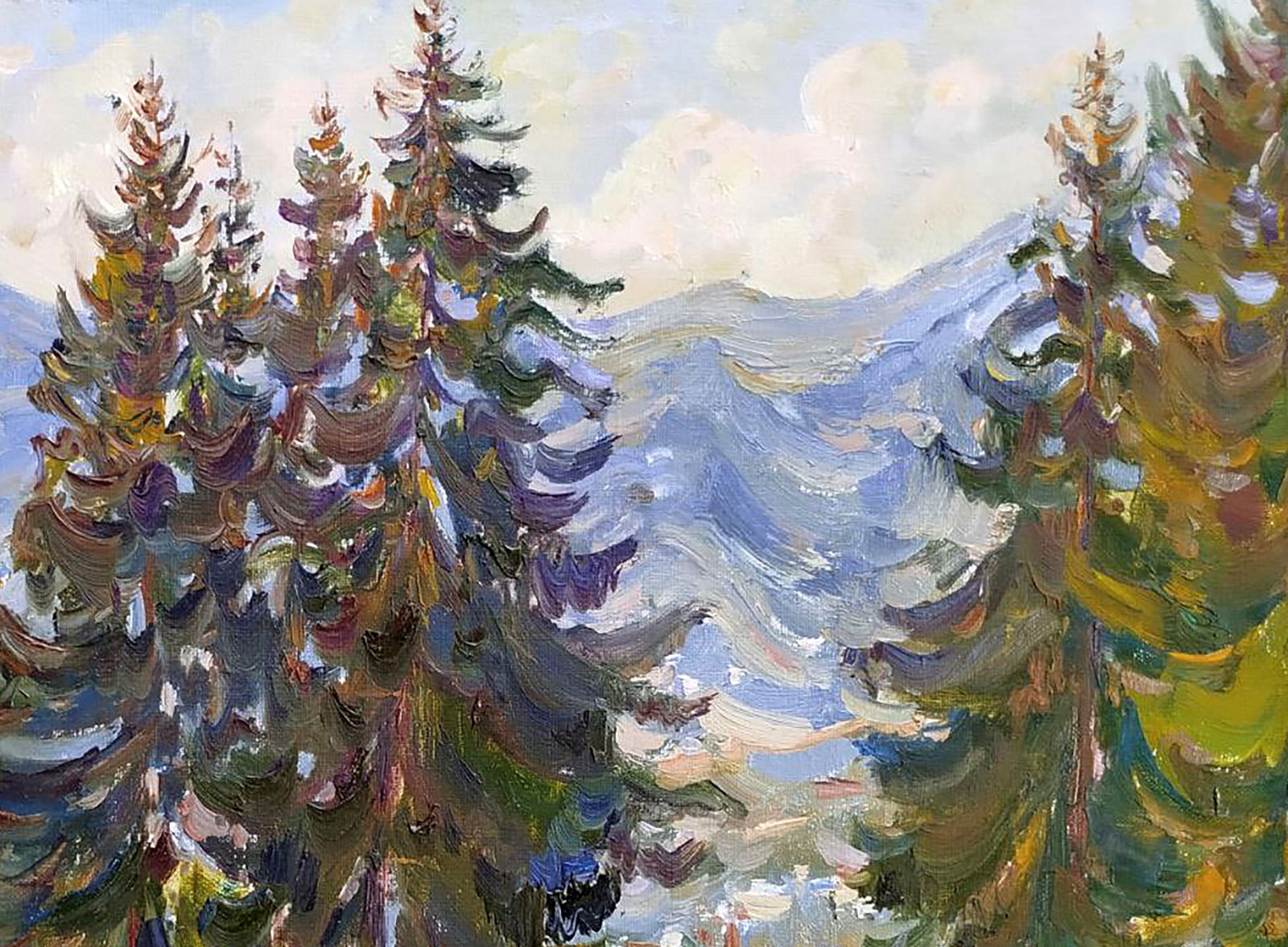 Oil painting Spruce trees Leonid Pavlenko - 3
