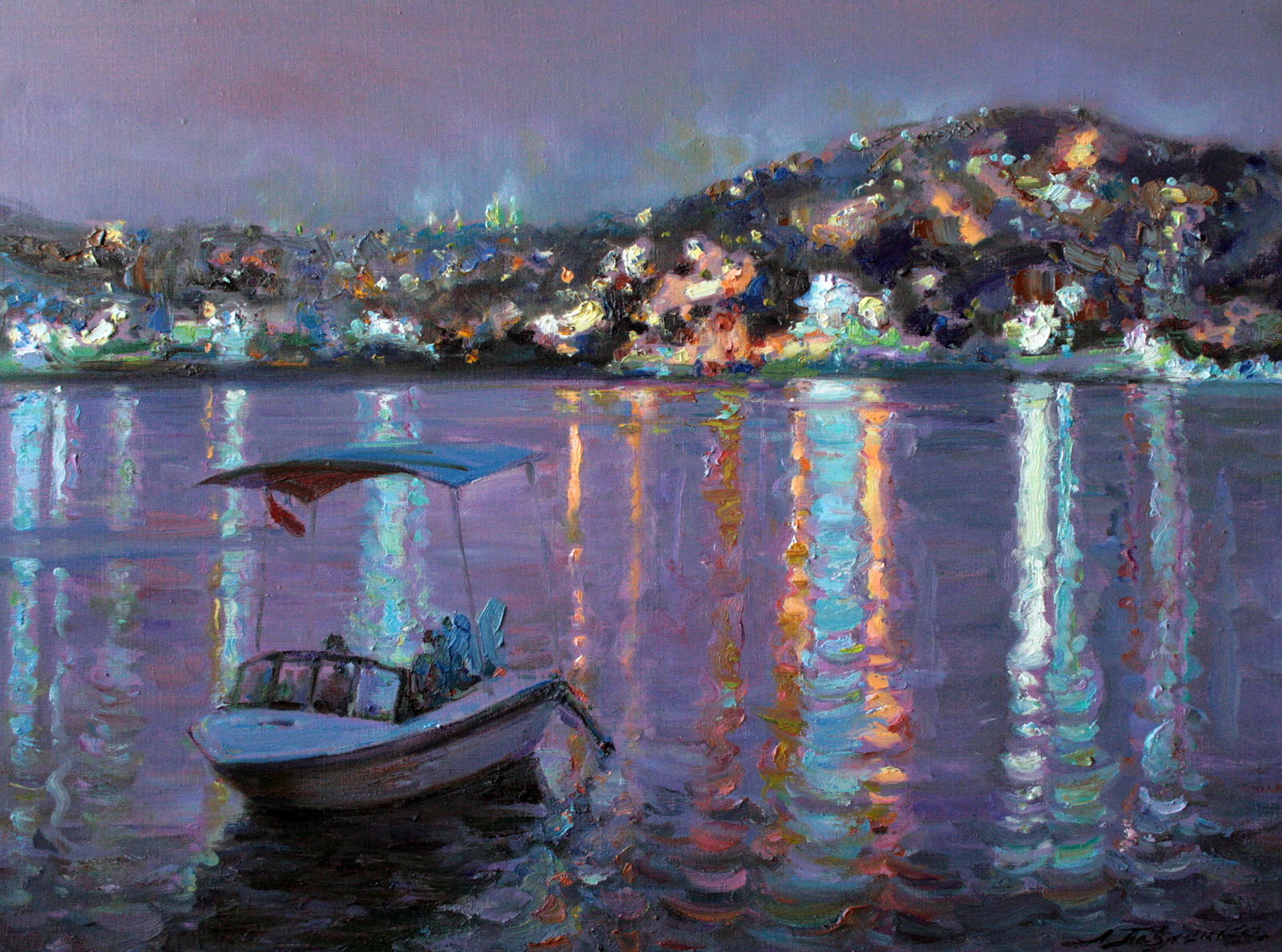 Oil painting Night city lights Leonid Pavlenko: Title: Oil painting Night city lights Leonid Pavlenko Description: 113PAVL Painter: Leonid Pavlenko Size: 60x80 cm/23.62x31.49 inches Components: oil, canvas Original painting CONDITION: excellent