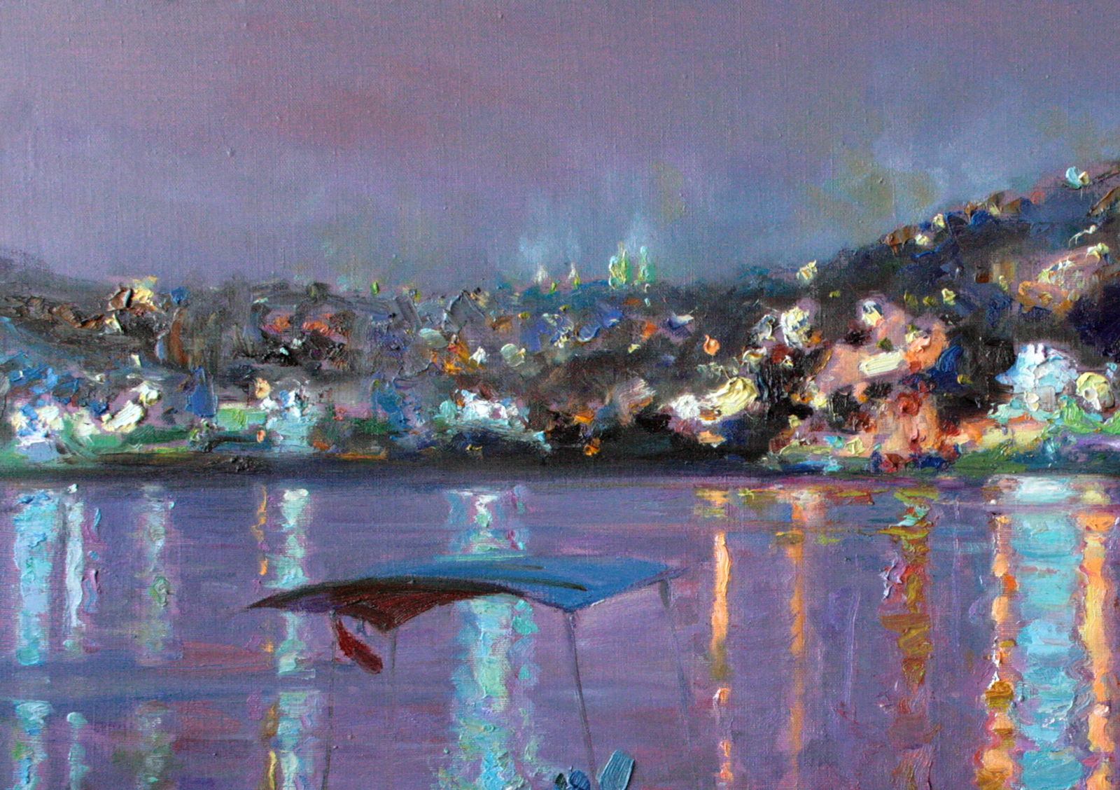 Oil painting Night city lights Leonid Pavlenko - 2
