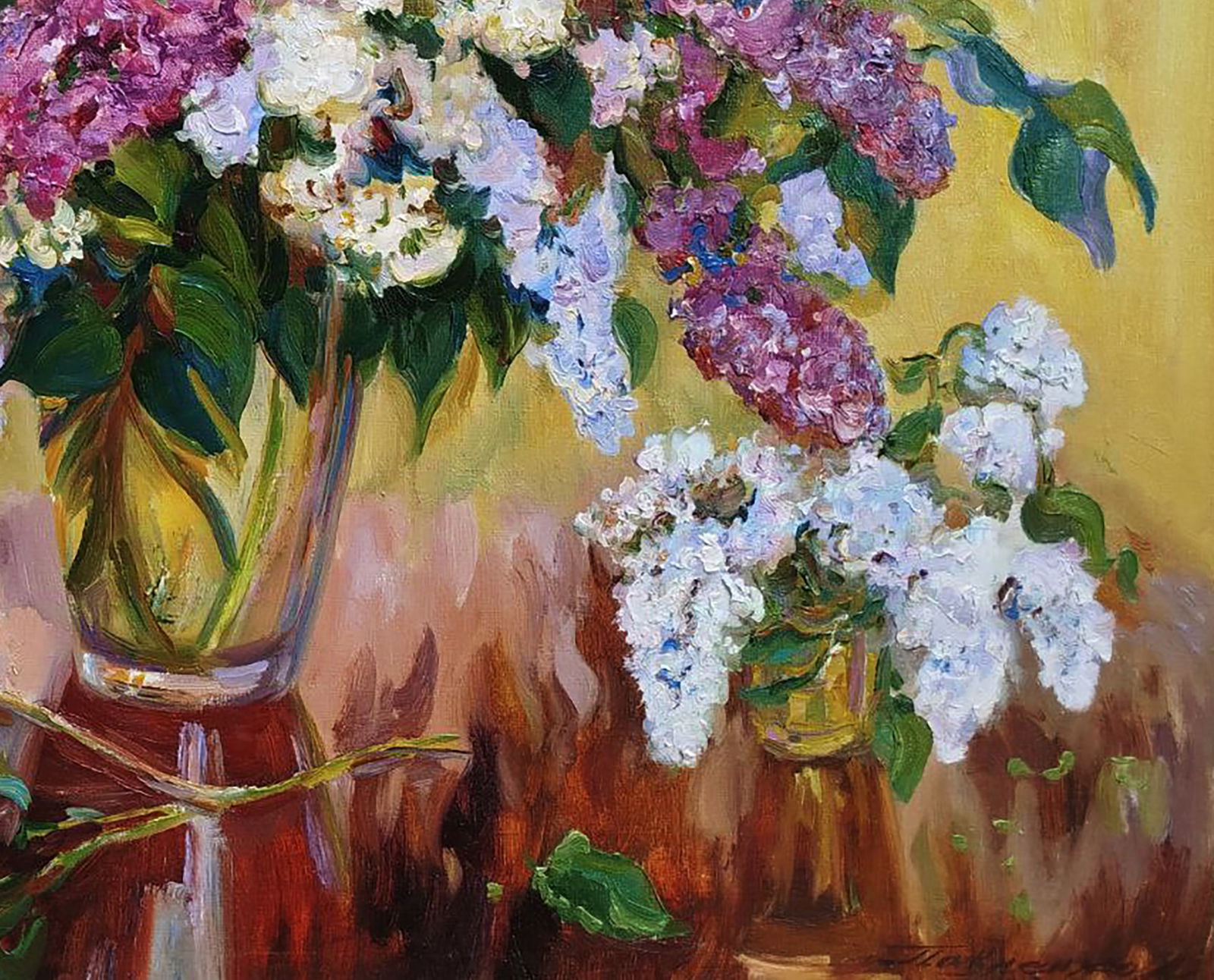 Oil painting Bouquets on a golden background Leonid Pavlenko - 5