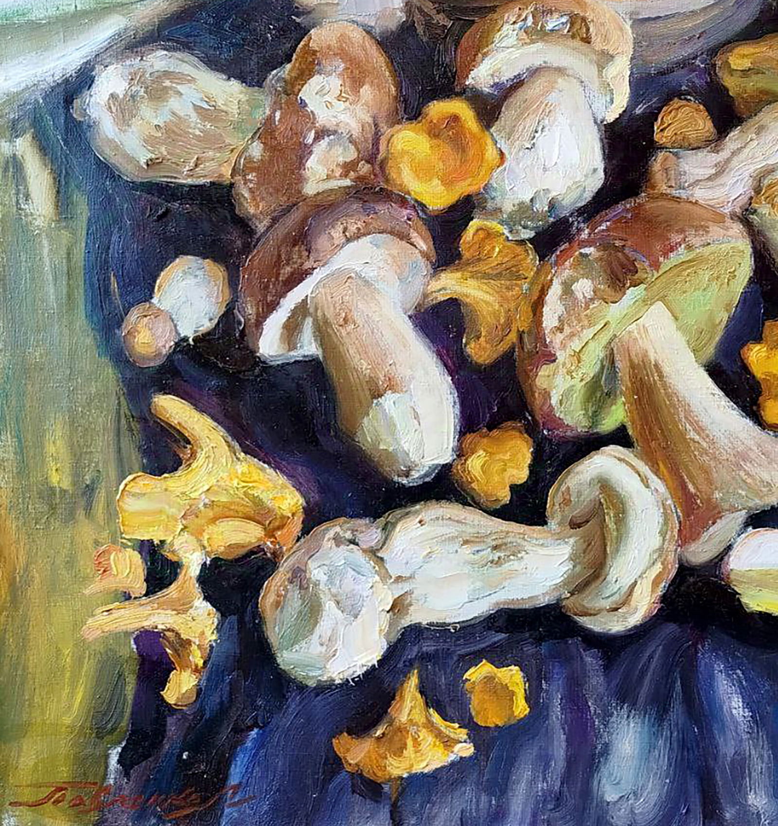 Oil painting Yellow with white mushrooms Leonid Pavlenko - 4