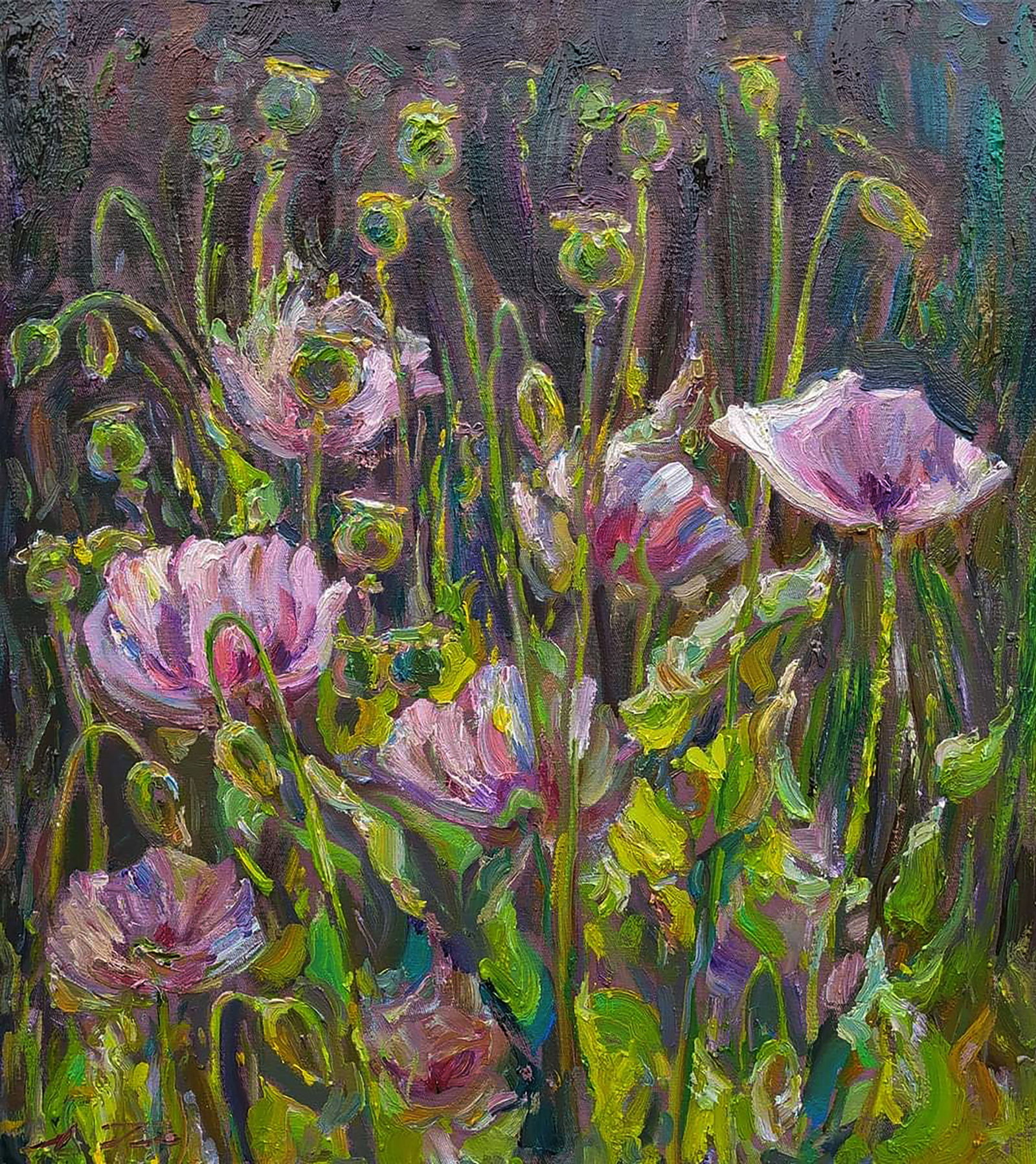 Oil painting Pink poppies Leonid Pavlenko: Title: Oil painting Pink poppies Leonid Pavlenko Description: 137PAVL Painter: Leonid Pavlenko Size: 50x45 cm/19.68x17.71 inches Components: oil, canvas Original painting CONDITION: excellent ARTIST: